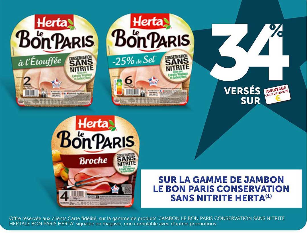 SUR LA GAMME DE JAMBON LE BON PARIS CONSERVATION SANS NITRITE HERTA