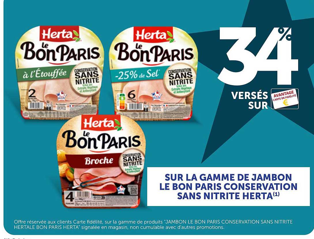 SUR LA GAMME DE JAMBON LE BON PARIS CONSERVATION SANS NITRITE HERTA(1)
