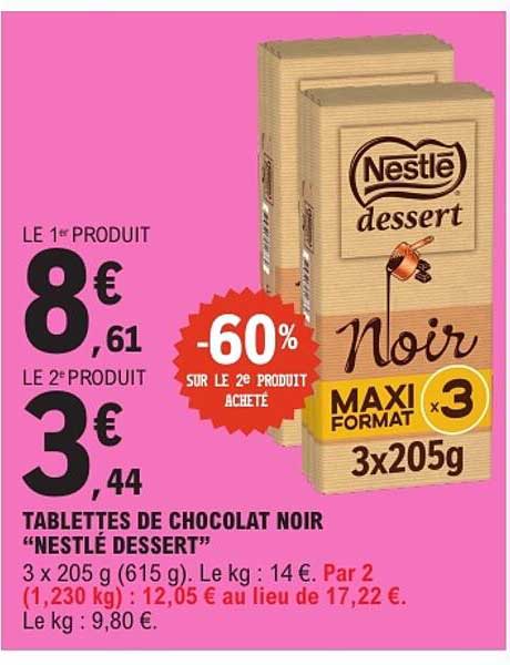 TABLETTES DE CHOCOLAT NOIR “NESTLÉ DESSERT”