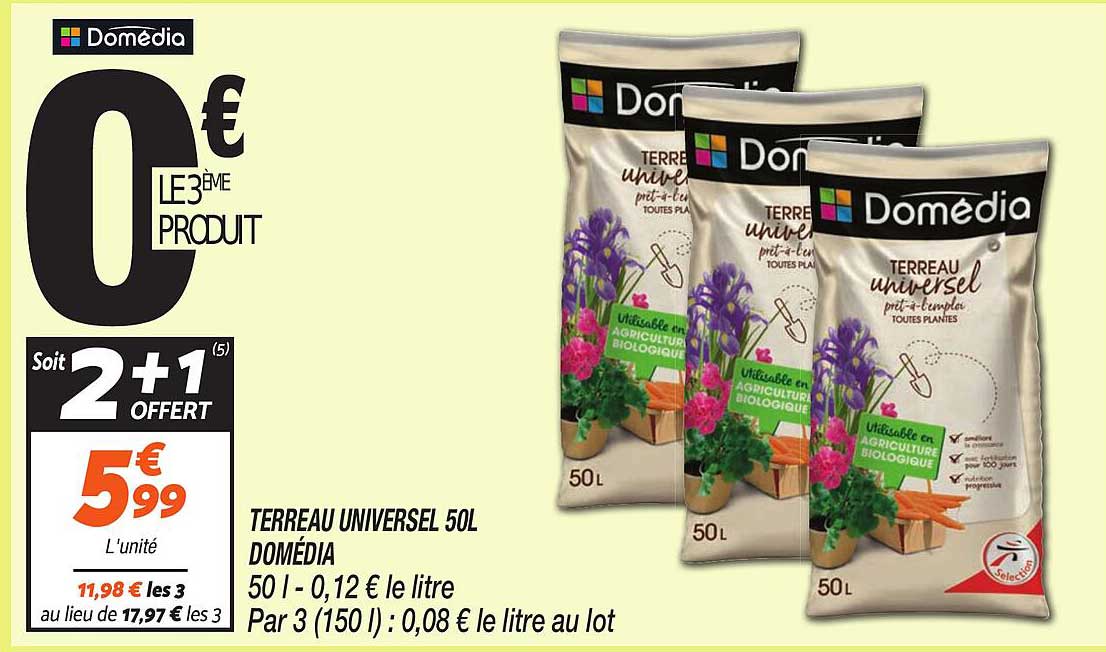 TERREAU UNIVERSEL 50L DOMÉDIA