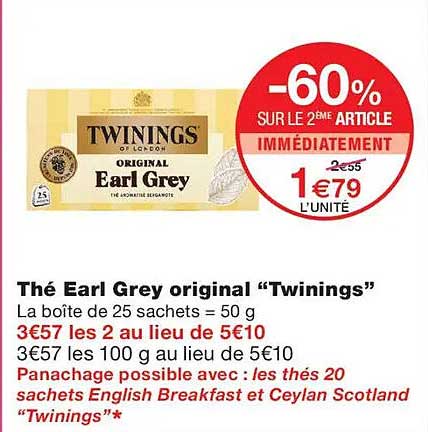 Thé Earl Grey original “Twinings”