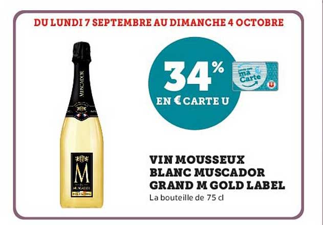 VIN MOUSSEUX BLANC MUSCADOR GRAND M GOLD LABEL