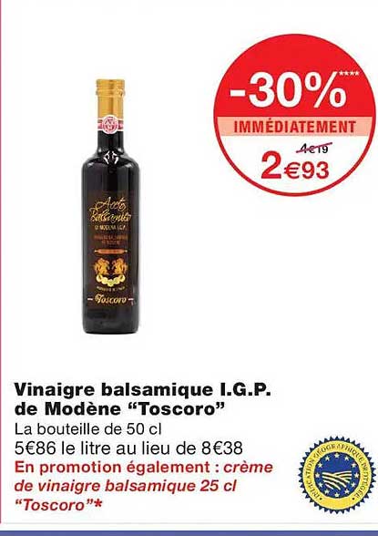 Vinaigre balsamique I.G.P. de Modène "Toscoro"