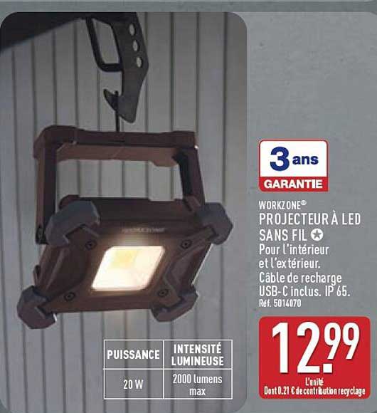 WORKZONE PROJECTEUR À LED SANS FIL