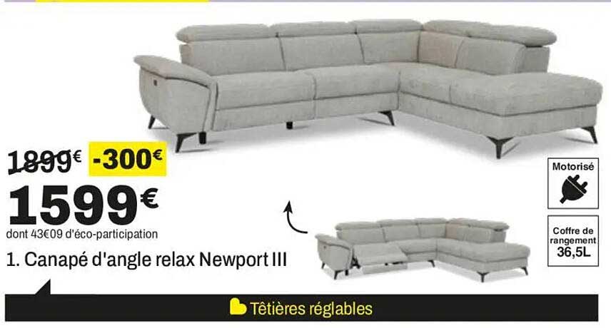1. Canapé d'angle relax Newport III