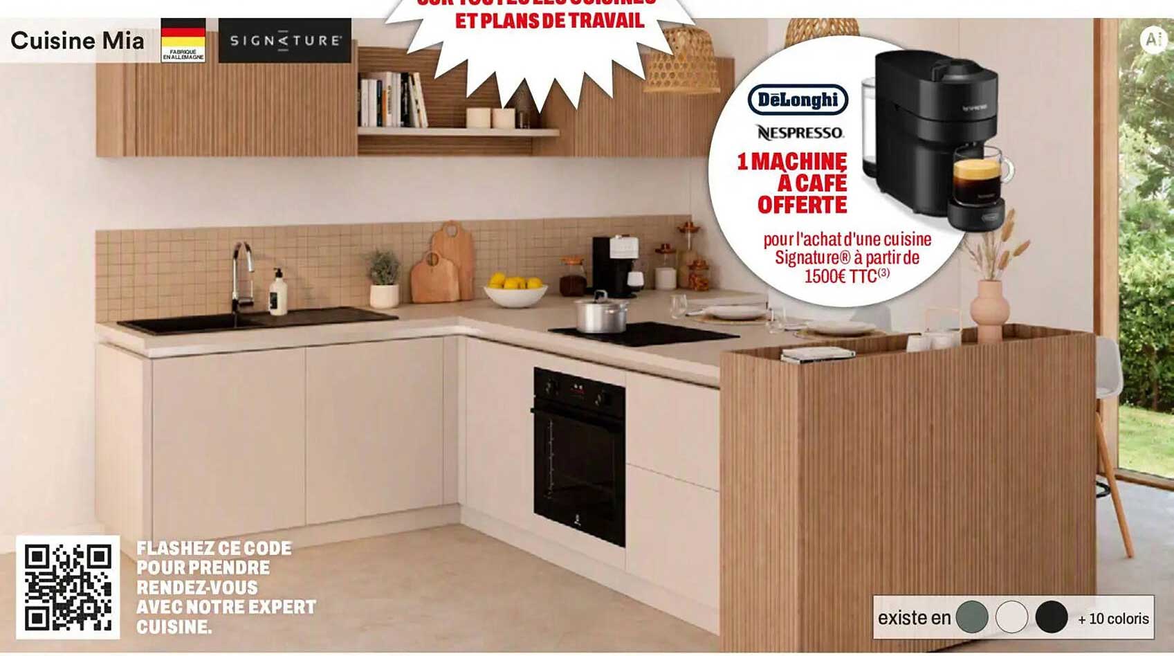 1 MACHINE À CAFÉ OFFERTE pour l'achat d'une cuisine Signature® à partir de 1500€ TTC