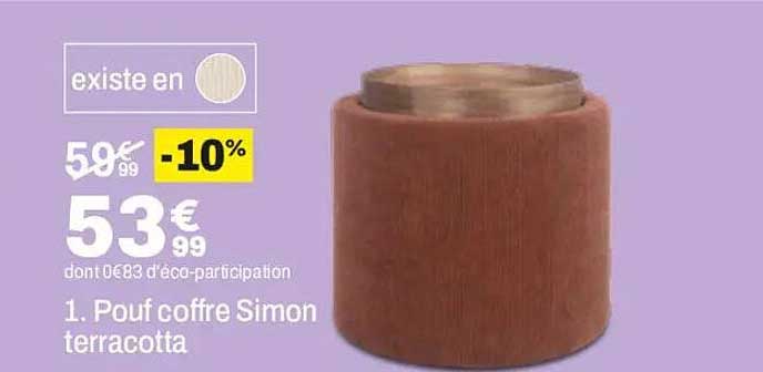 1. Pouf coffre Simon terracotta
