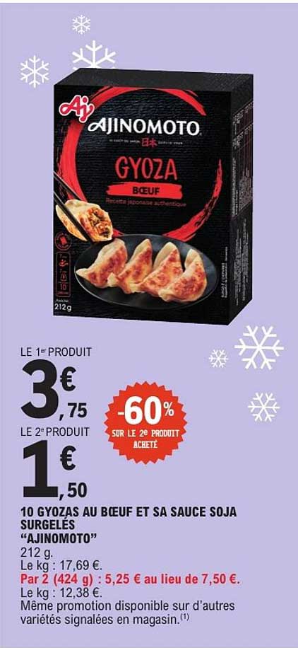 10 GYOZAS AU BOEUF ET SA SAUCE SOJA SURGELÉS “AJINOMOTO”