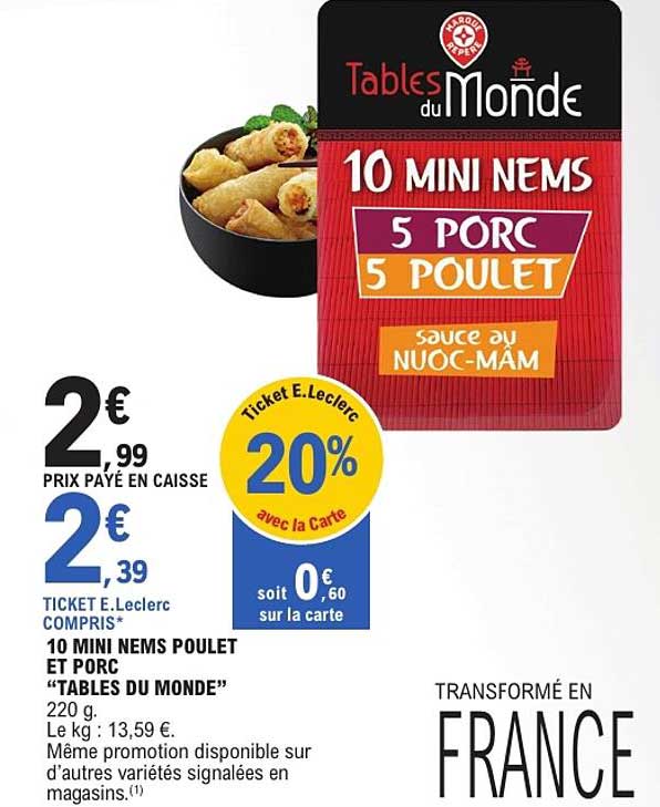 10 MINI NEMS POULET ET PORC “TABLES DU MONDE”