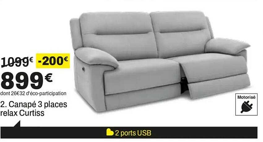 2. Canapé 3 places relax Curtiss