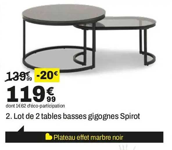 2. Lot de 2 tables basses gigognes Spirot