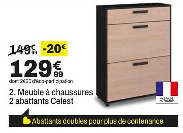 2. Meuble à chaussures 2 abattants Celest
