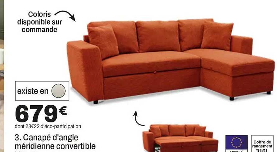 3. Canapé d'angle méridienne convertible