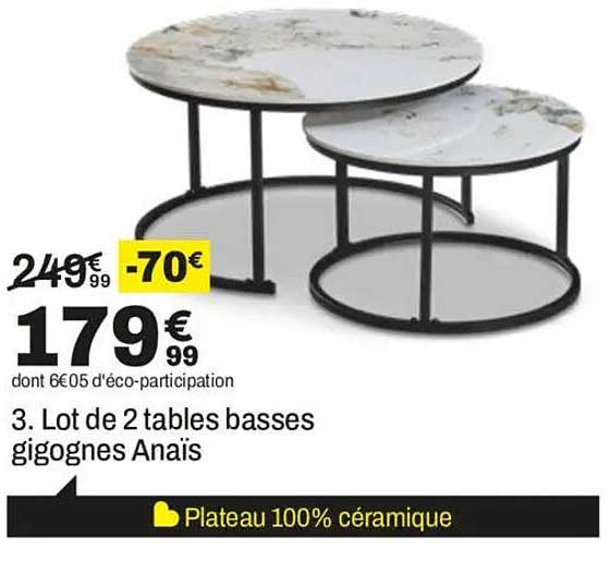 3. Lot de 2 tables basses gigognes Anaïs