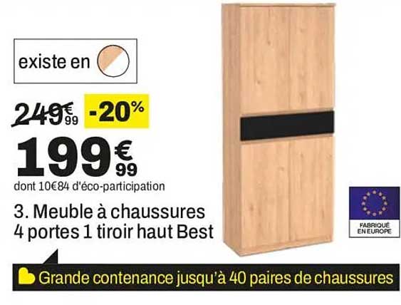 3. Meuble à chaussures 4 portes 1 tiroir haut Best