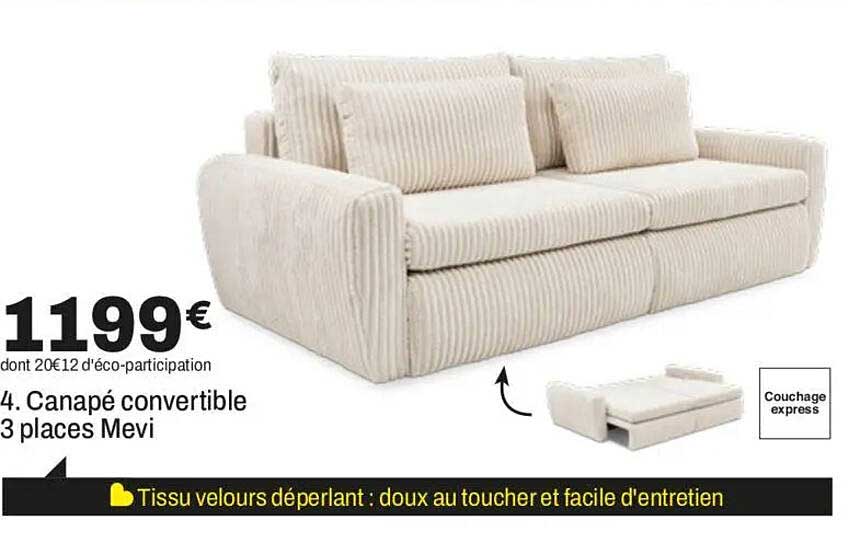 4. Canapé convertible 3 places Mevi