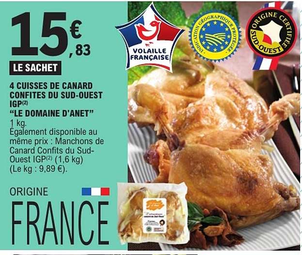 4 CUISSES DE CANARD CONFITES DU SUD-OUEST IGP «LE DOMAINE D'ANET»