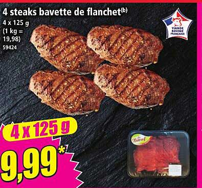4 steaks bavette de flanchet(b)