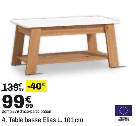 4. Table basse Elias L. 101 cm