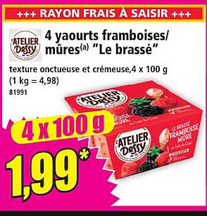 4 yaourts framboises/mûres « Le brassé »