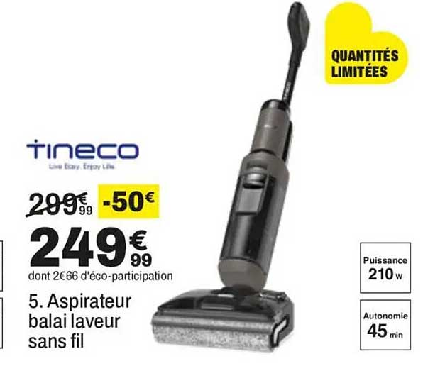 5. Aspirateur balai laveur sans fil