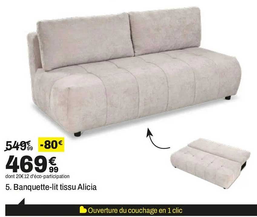 5. Banquette-lit tissu Alicia