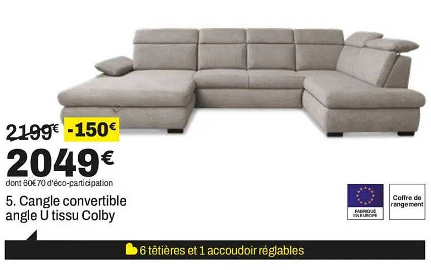 5. Cangle convertible angle U tissu Colby