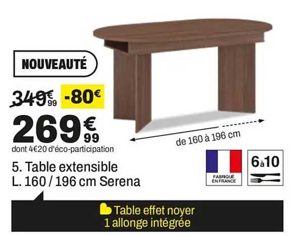 5. Table extensible L. 160 /196 cm Serena