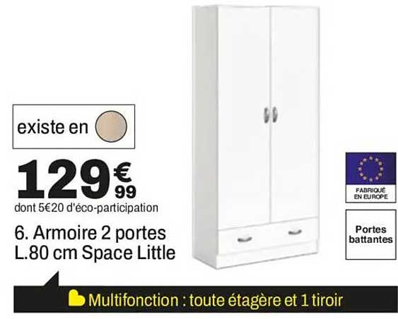 6. Armoire 2 portes L.80 cm Space Little