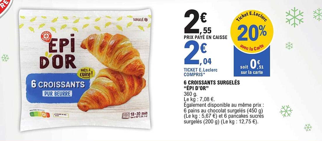 6 CROISSANTS SURGELÉS “ÉPI D’OR”
