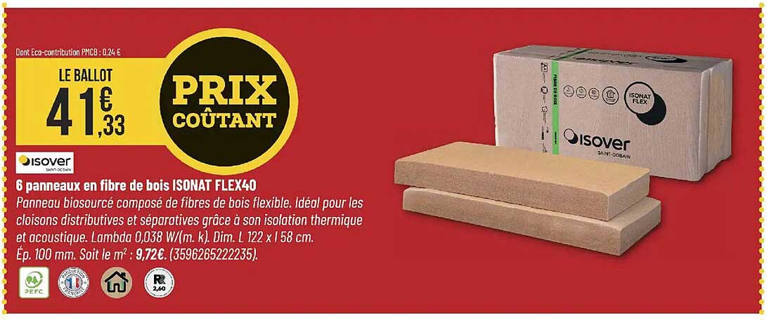 6 panneaux en fibre de bois ISONAT FLEX40