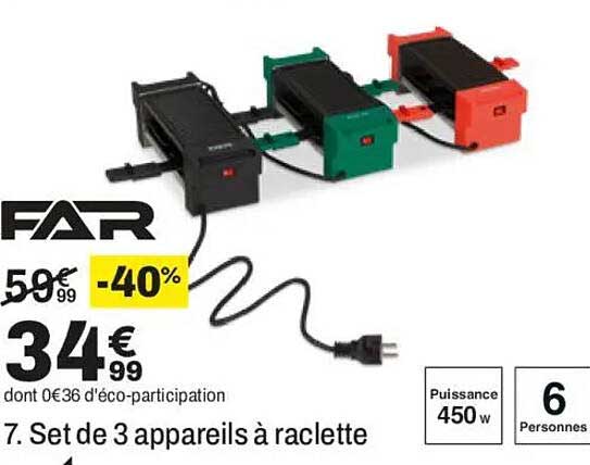 7. Set de 3 appareils à raclette