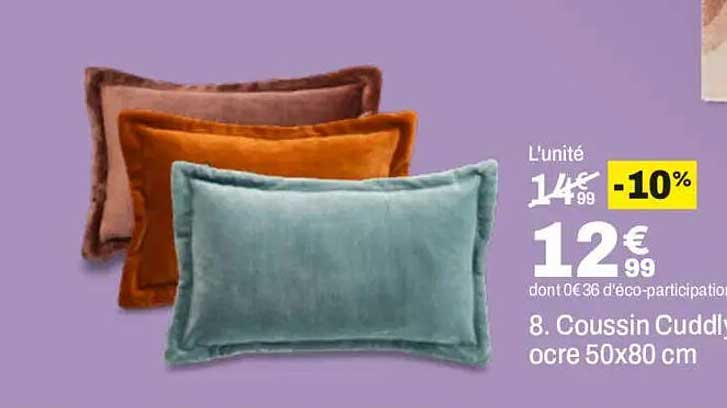 8. Coussin Cuddly ocre 50x80 cm