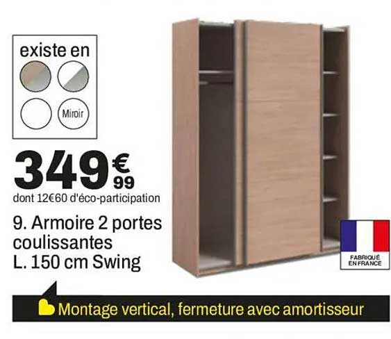 9. Armoire 2 portes coulissantes L. 150 cm Swing