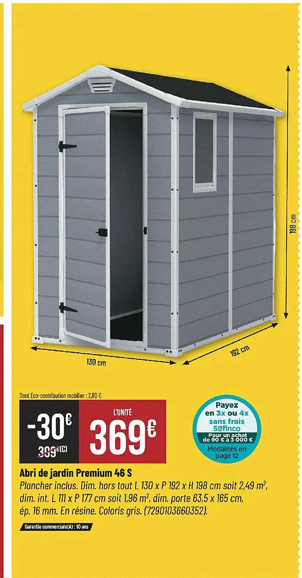 Abri de jardin Premium 46 S