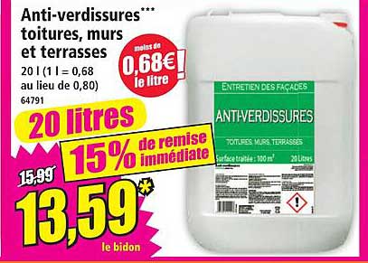 Anti-verdissures*** toitures, murs et terrasses