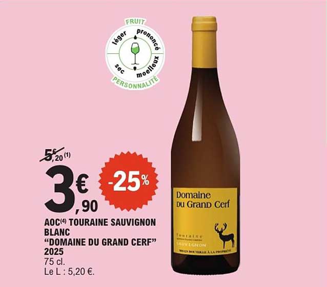 AOC(4) TOURAINE SAUVIGNON BLANC "DOMAINE DU GRAND CERF" 2025