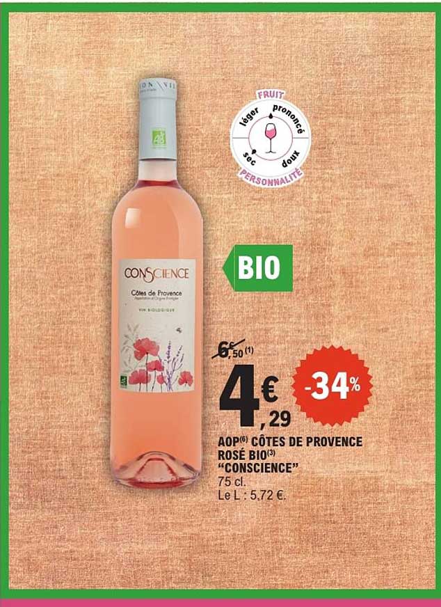 AOP CÔTES DE PROVENCE ROSÉ BIO "CONSCIENCE"