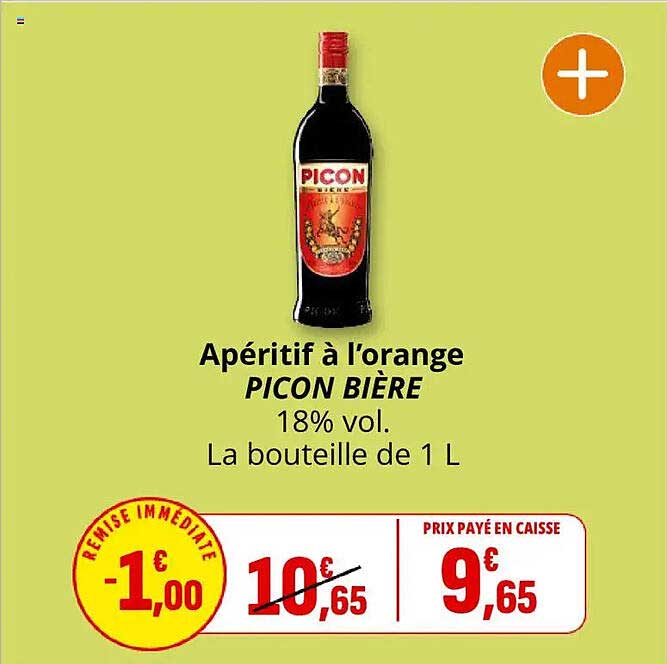 Apéritif à l’orange PICON BIÈRE 18% vol. La bouteille de 1 L