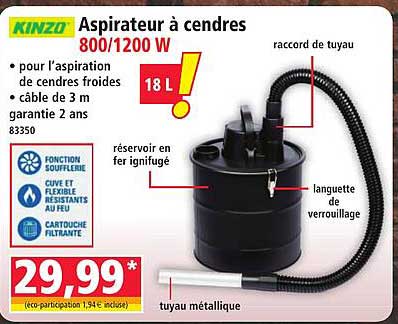 Aspirateur à cendres 800/1200 W