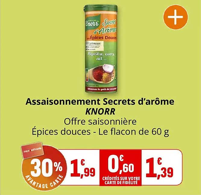 Assaisonnement Secrets d’arôme KNORR Offre saisonnière Épices douces - Le flacon de 60 g