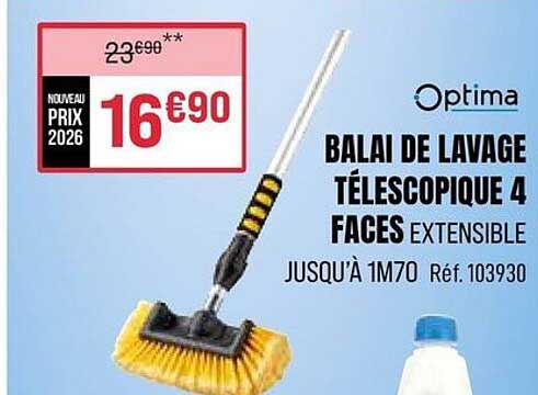 BALAI DE LAVAGE TÉLESCOPIQUE 4 FACES EXTENSIBLE