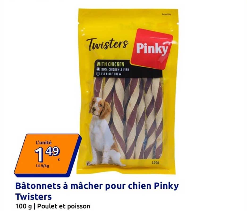 Bâtonnets à mâcher pour chien Pinky Twisters