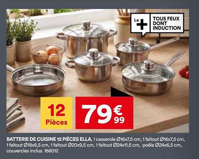 BATTERIE DE CUISINE 12 PIÈCES ELLA