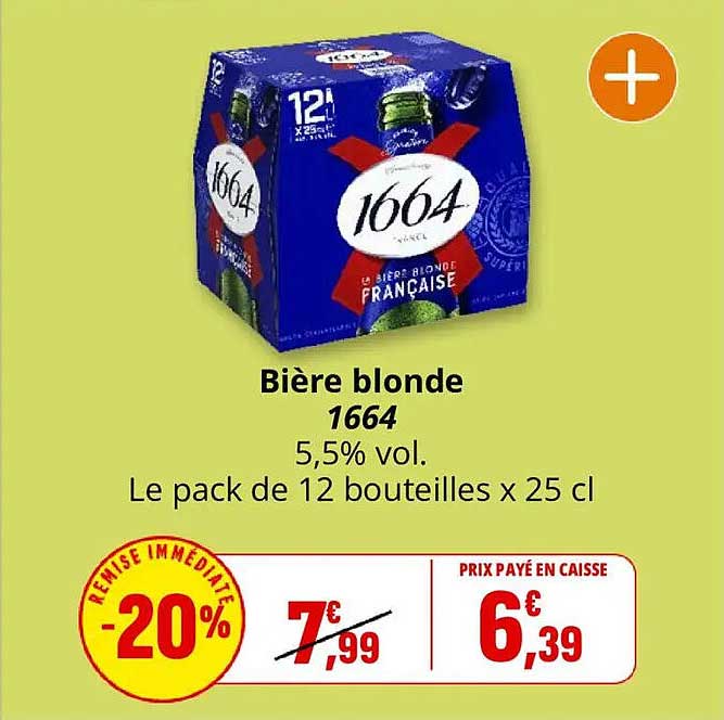 Bière blonde 1664 5,5% vol. Le pack de 12 bouteilles x 25 cl