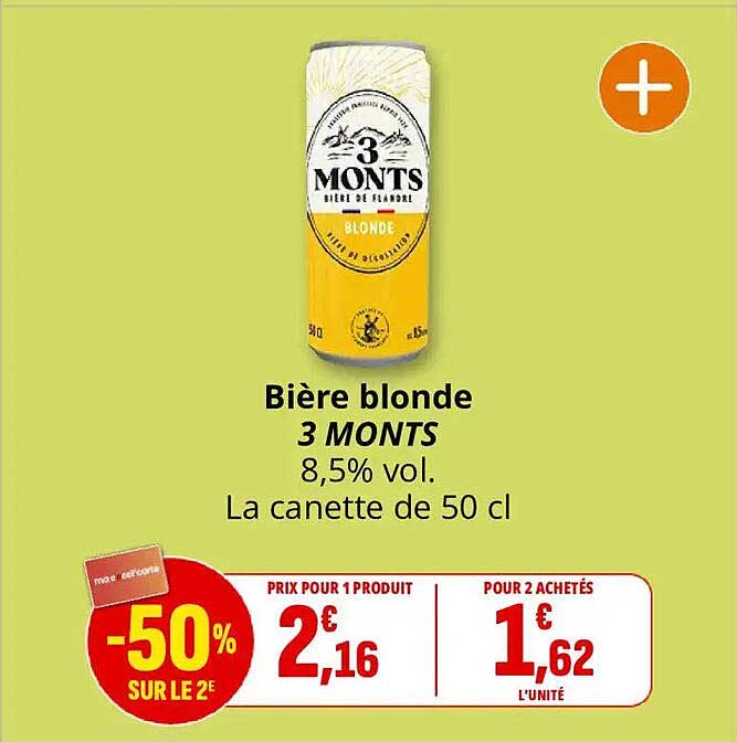 Bière blonde 3 MONTS 8,5% vol. La canette de 50 cl