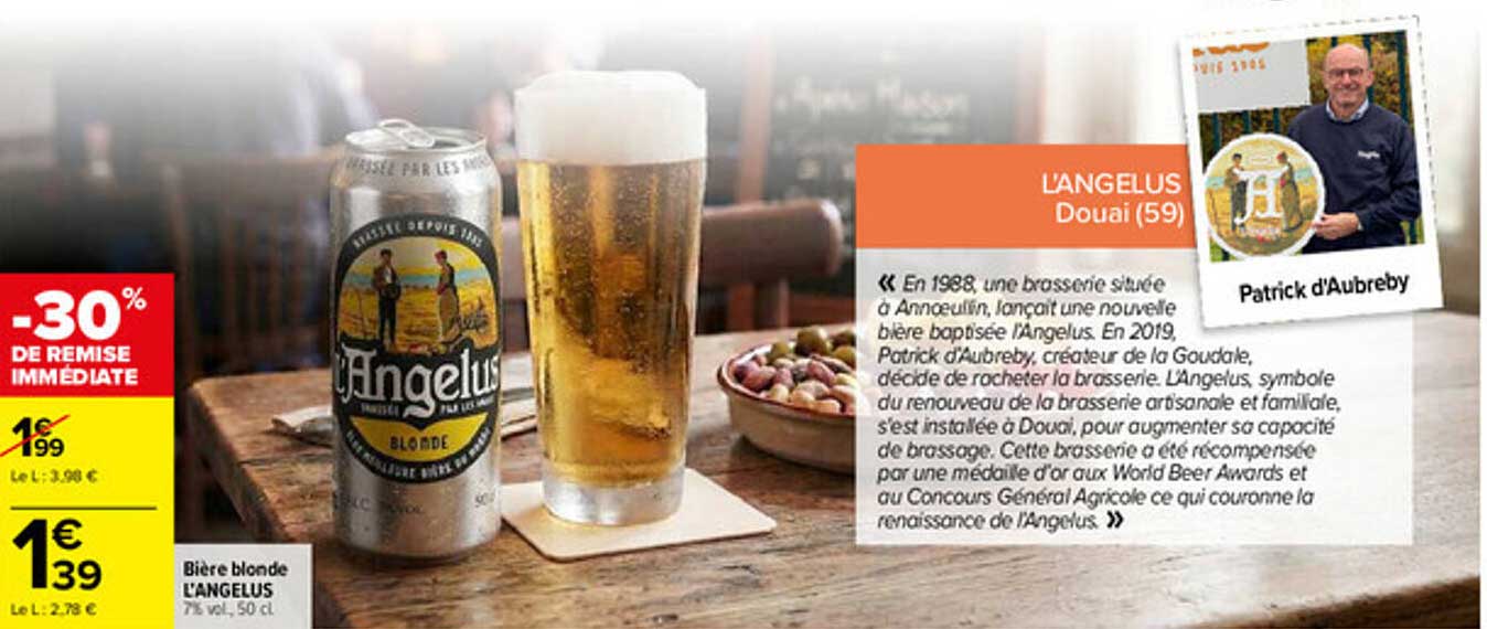 Bière blonde L'ANGELUS 7% vol, 50 cl