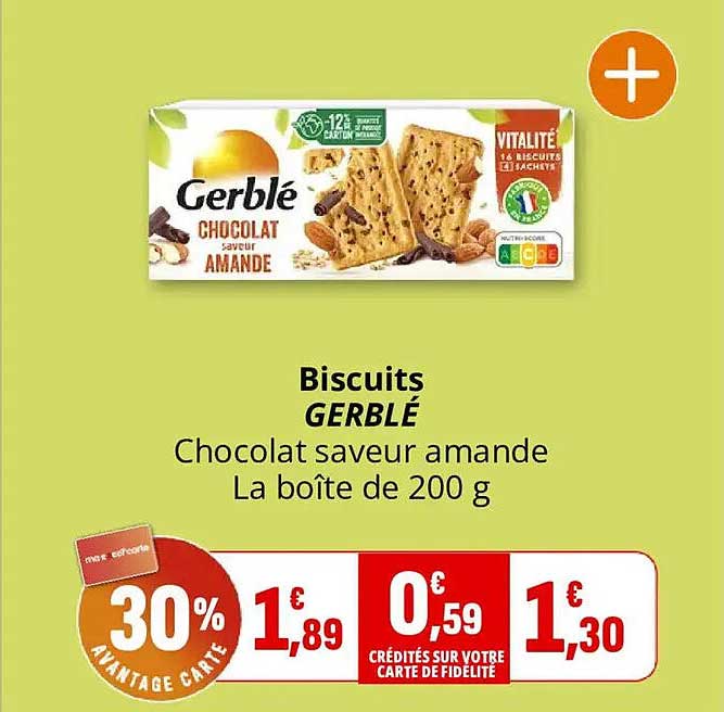 Biscuits GERBLÉ Chocolat saveur amande La boîte de 200 g