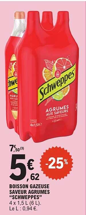 BOISSON GAZEUSE SAVEUR AGRUMES “SCHWEPPES”