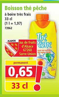 Boisson thé pêche à boire très frais 33 cl (1 l = 1,97)